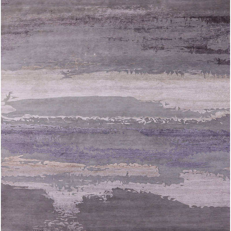 Tapis mauve / gris à motif abstrait Bucks, Carré 4 pi