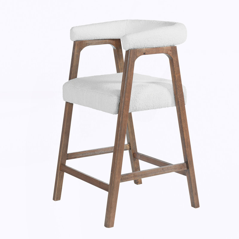 Tabourets de comptoir confortables pour îlot de cuisine / salle à manger, ensemble de 2, Beige / noyer, 26