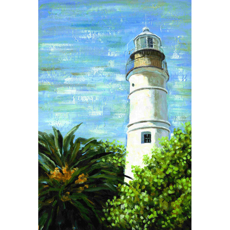 Phare peint, H 12 po x l 8 po