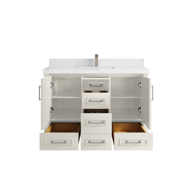 Aberdeen 48" Alabaster Single Sink Bath Vanity with Quartz Top