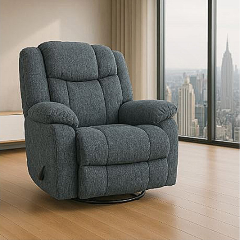 Calgary Upholstered Swivel Recliner, Mink, A Luxurious And Comfortable Seating Option For Your Home, Slate