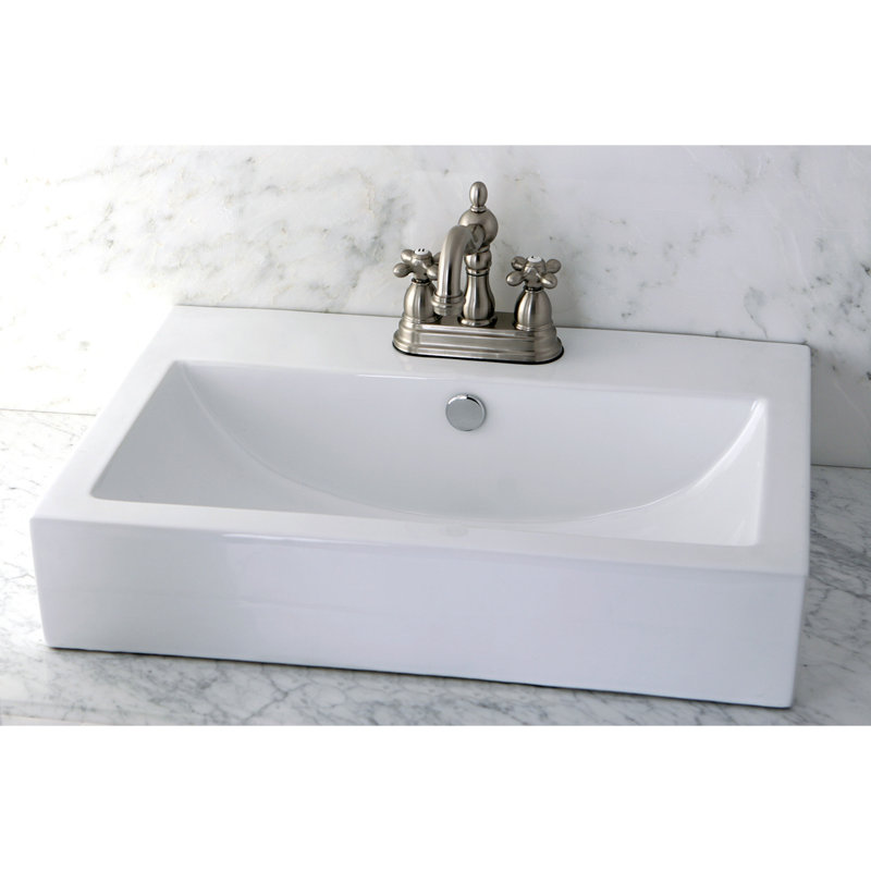 Kingston Brass Century Ceramic Bathroom Sink, White, Single Hole