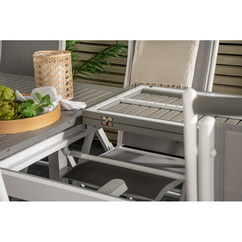 Jayesh 8 - Person Patio Dining Set with Extendable Rectangular Table, Grey