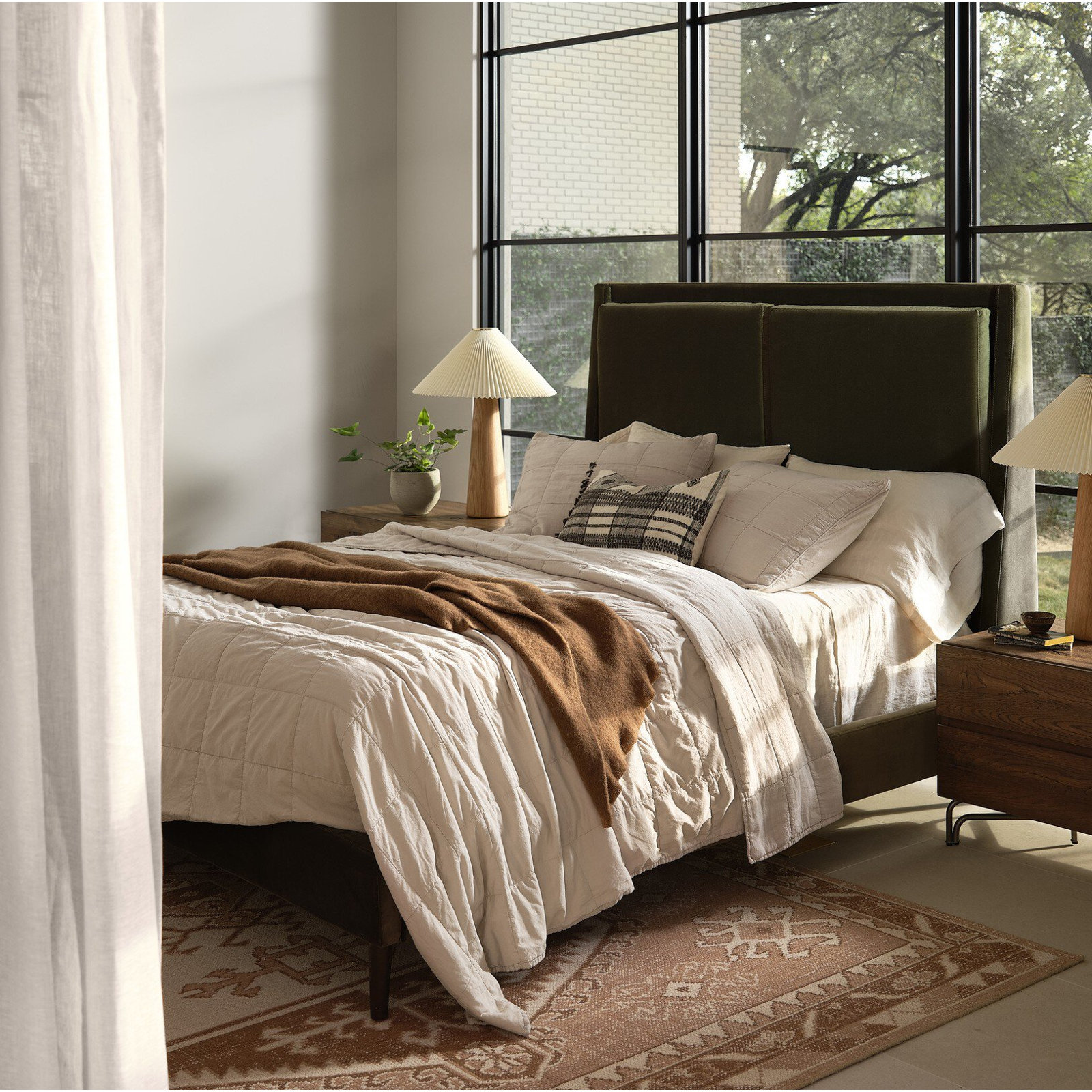 Aurelle Wingback Bed, King, Surrey Olive