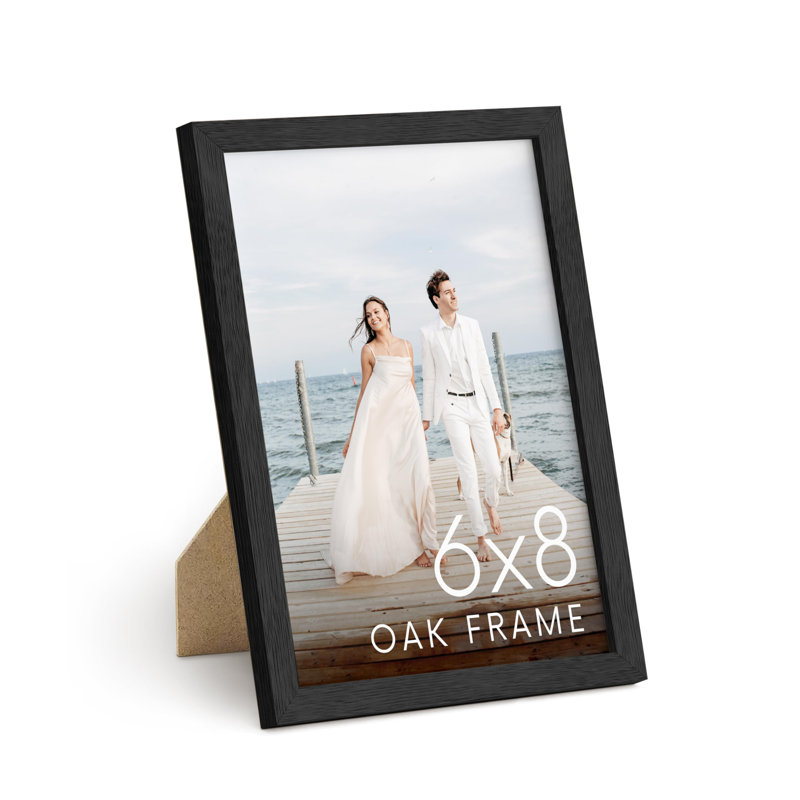 Black Matte Oak Wood Picture Frame with Plexiglass Cover