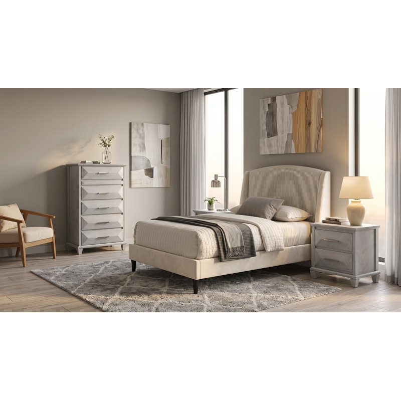 Jolande Contemporary 4 Pieces Bedroom Set, 4 Pcs: Bed, Chest, 2 Nightstands, Twin