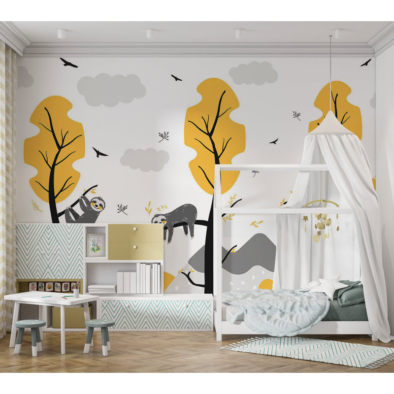 Papier peint pour enfants, paresseux mignons, L 55 po x l 78 po