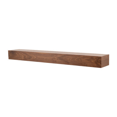  Modern Ember Walnut Creek 60" Fireplace Mantel Shelf - 9" Depth, Close-Grain Details - Real Walnut Wood
