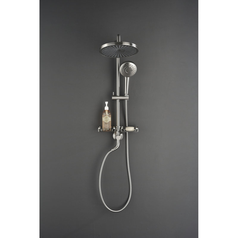 Système de douche Showerspas, avec pomme de douche à effet pluie de 10 po, douche à main à 4 fonctions, barre coulissante réglable et porte-savon,