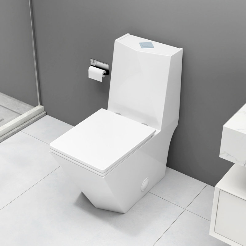 Yingze Elongated One Piece Toilet, 16.5" ADA Compliant Chair Height, Dual Flush 1.1/1.6 GPF Water Saving, Quiet Soft Close Seat, Seamless Skirted Porcelain, White