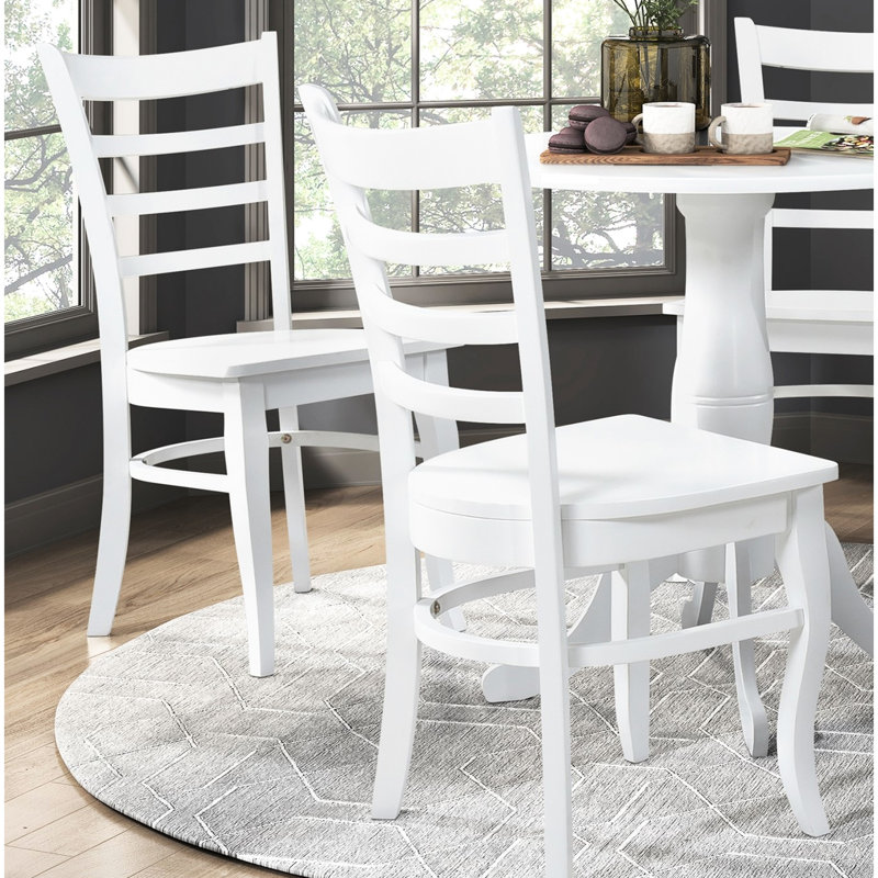 Of 2 White Wooden Dining Chairs With -Back, Casual Theme, 250Lbs Weight Limit Finish -Back   2 , Frame, , 20"W X 18"H Seat, Capacity