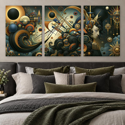 3 Pieces Exculisive Botanical Leaf Study Large Wall Art Set, Premium Modern Canvas Decor for Living Room, Bedroom, Office and Home, Ready to Hang