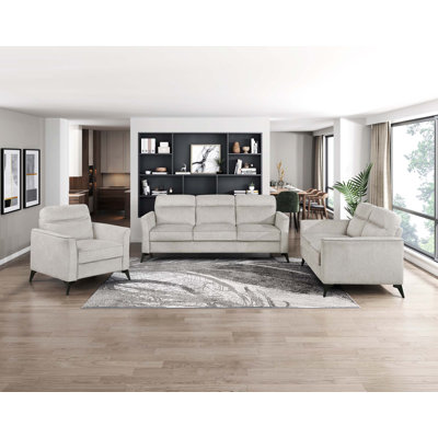 Chaise de salon moderne rembourrée en microfibre avec coussins confortables