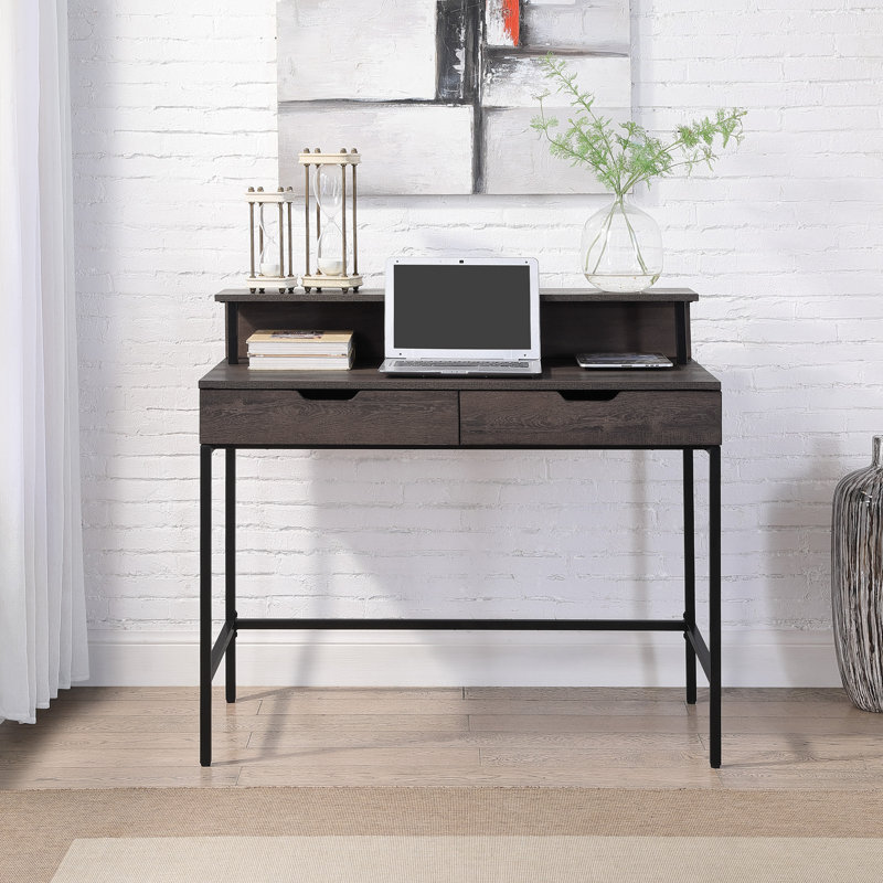 Steel Writing Desk, Brown/Black