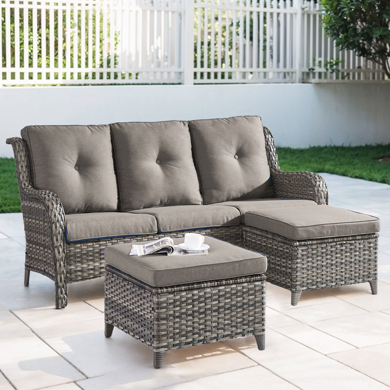 Canapé d'extérieur 75 po avec coussins Bonia, gris