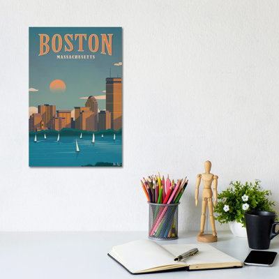 Boston 1 Piece Wrapped Canvas Wall Art