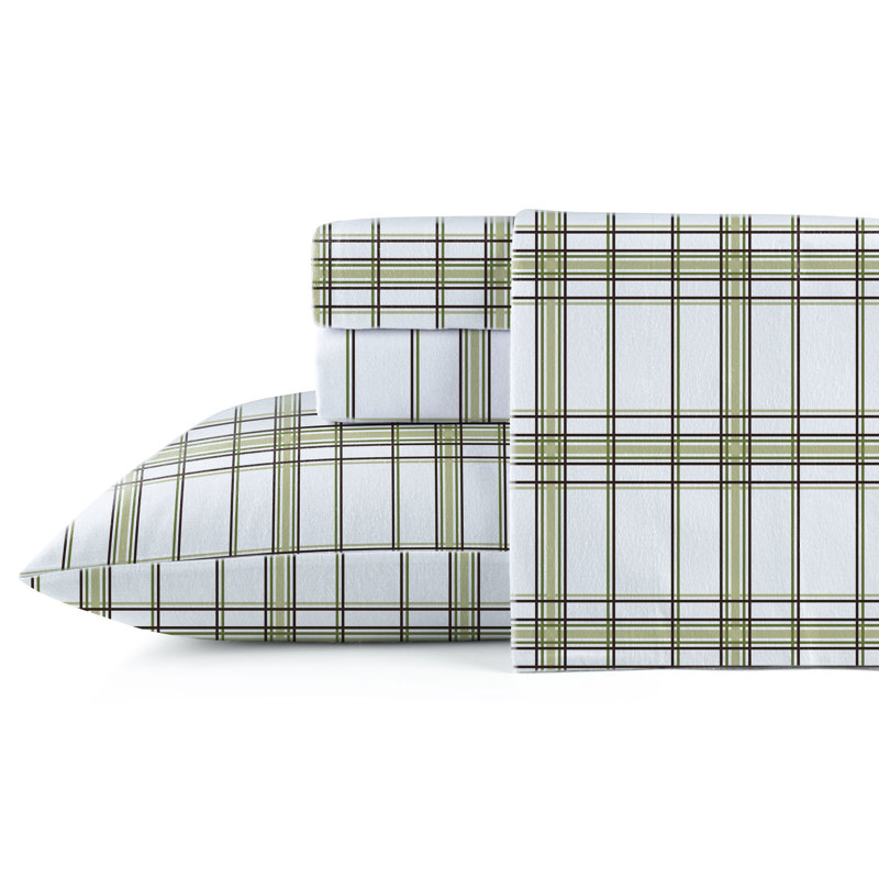 Ensemble de draps 100% coton en flanelle imprimée 170 g / m² Pointehaven, Ensemble de draps pour lit simple TG + drap-housse