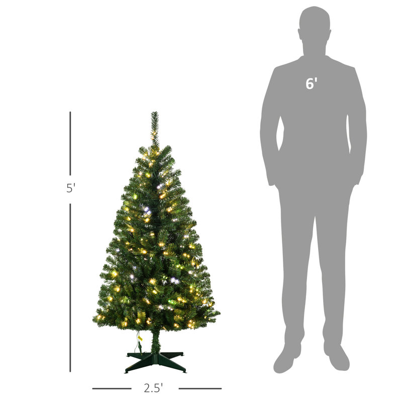 Arbre de Noël de 5 pi, 365 branches, 152 lumières colorées, ouverture automatique, ignifuge, moelleux