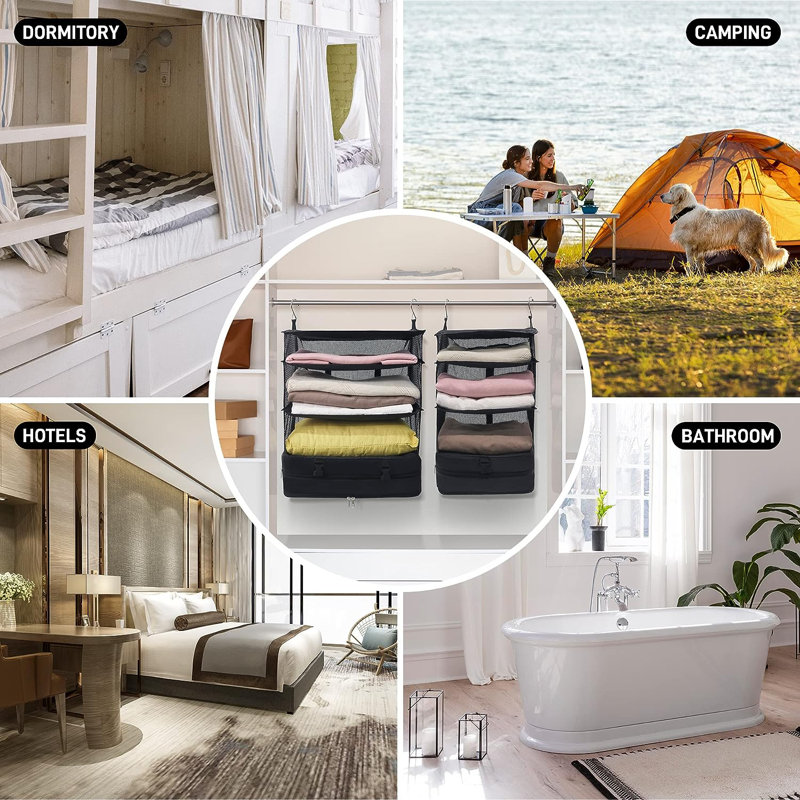 Rangement suspendu en tissu Alyciana, Noir, H 24,02 po x l 16,93 po x P 12,60 po