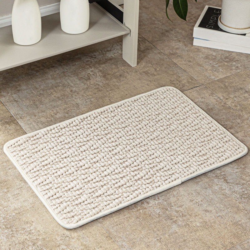 Extra Soft Absorbent Corduroy Non-Slip Bath Rug, 24"W x 36"L, White