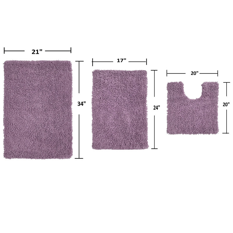 Ensemble de 3 tapis de bain Hazeltine, Mauve