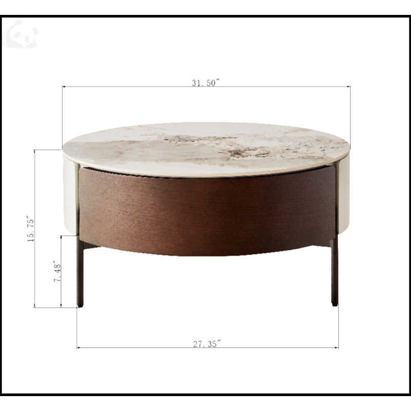 Table basse moderne avec tiroirs et pieds en métal