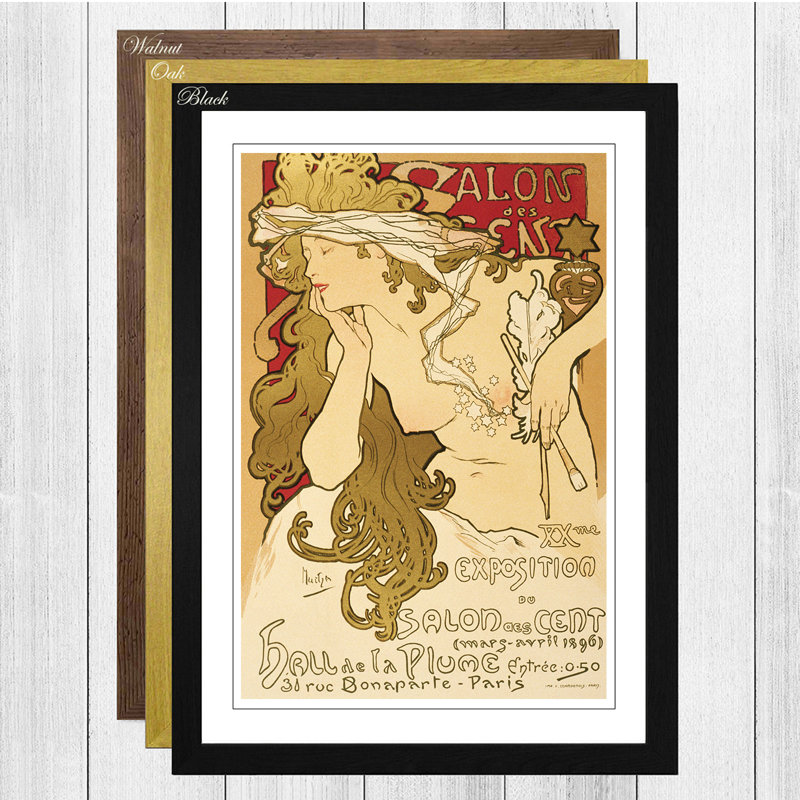 Salon des Cent by Alphonse Mucha - Framed Print, Black