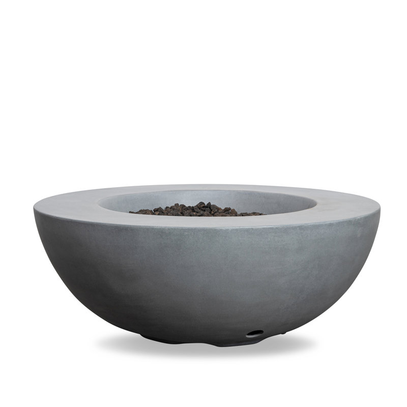 Mason 42" Round Bowl Concrete Natural Gas Fire Pit with Push Button Ignition, Gray