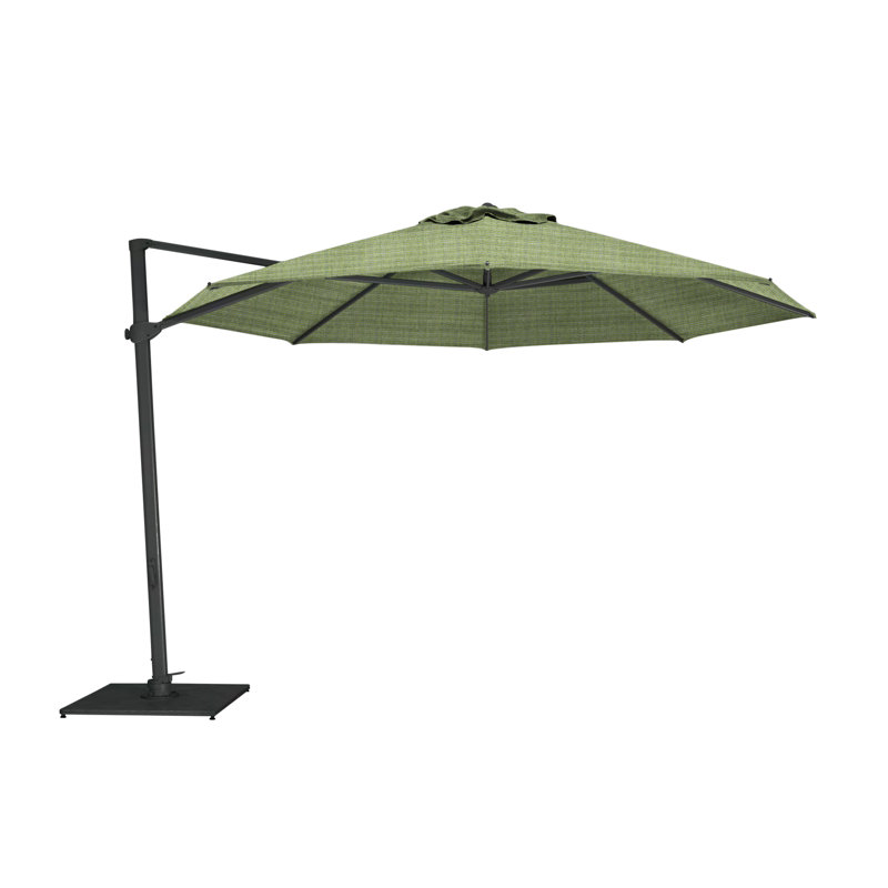 Pavone 11.5' Round Cantilever Umbrella (Grip Handle), Paver Frame, Black, Lemon