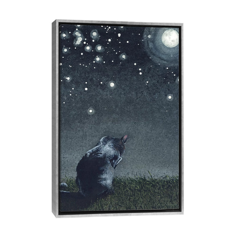 « Moonbathing » par Maggie Vandewalle-reproduction d’art, H 26 po x l 18 po x 1,5 po, Toile avec cadre argenté, Pas de tapis
