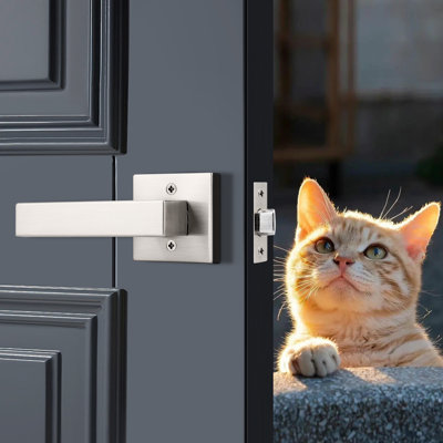 Passage Door Lever with Square Rosette Heavy Duty Solid Levers