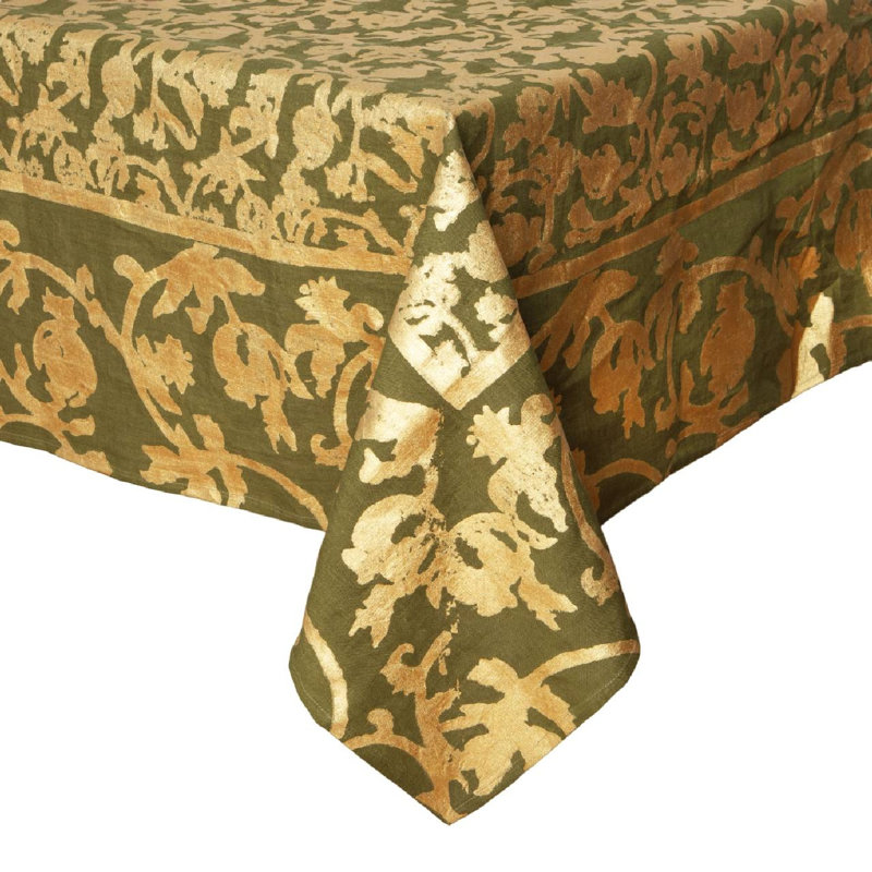 Saint-Rémy DOr Handmade Floral Tablecloth, Vert