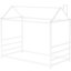 Lit plateforme House, toit en métal blanc et cheminée pour utilisation à long terme, lit avec cheminée, chambre à coucher