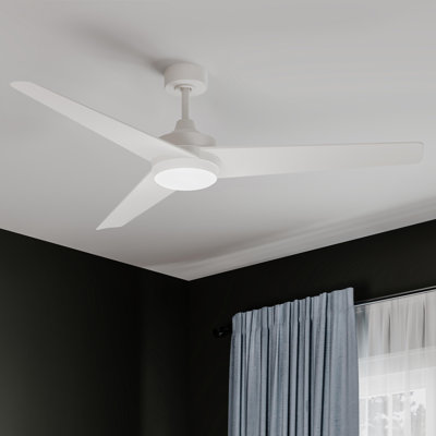 Velto 60" 3-Blade Indoor Matte White Smart Ceiling Fan with LED Light and Wall Control Powered by Bond Home App