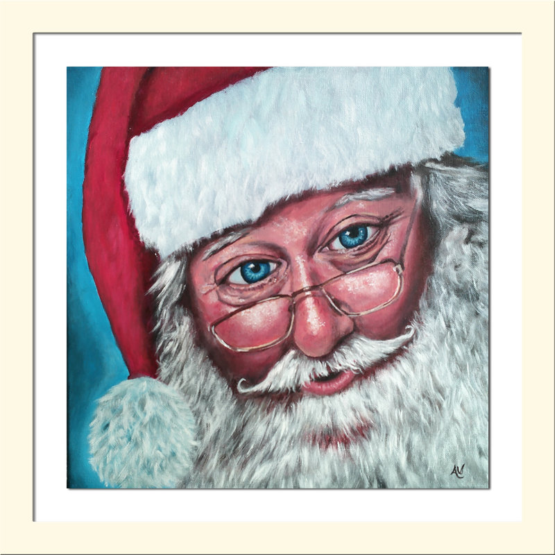 Père Noël par Amy Valiante - reproduction d'art, H 19 po x l 19 po x P 2 po, Papier encadré blanc, Blanc