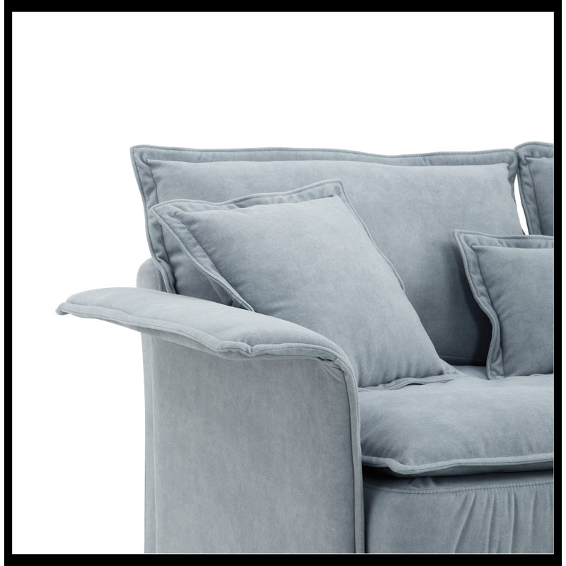 3 - Piece Upholstered Sectional, Blue Fabric
