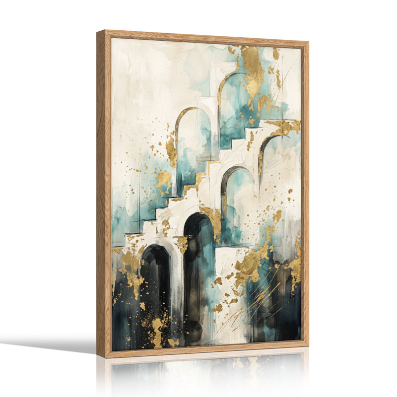 Ensemble de 1 toile murale abstraite d'architecture, 48"H x 32"W, Natural
