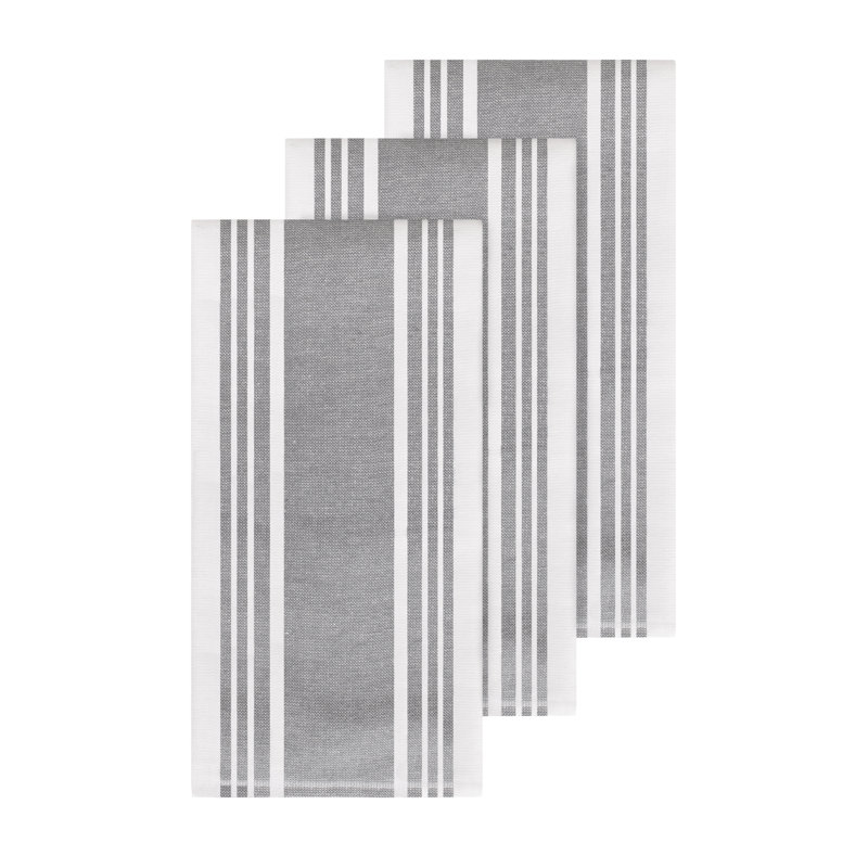All-Clad Dual Striped Tea Towel, Pewter