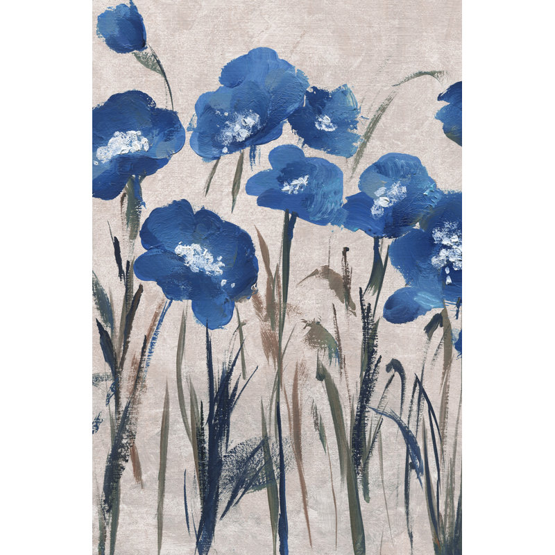 « blue florals ii », reproduction de peinture à l’acrylique sur toile tendue, H 24 po x l 16 po x P 1,5 po