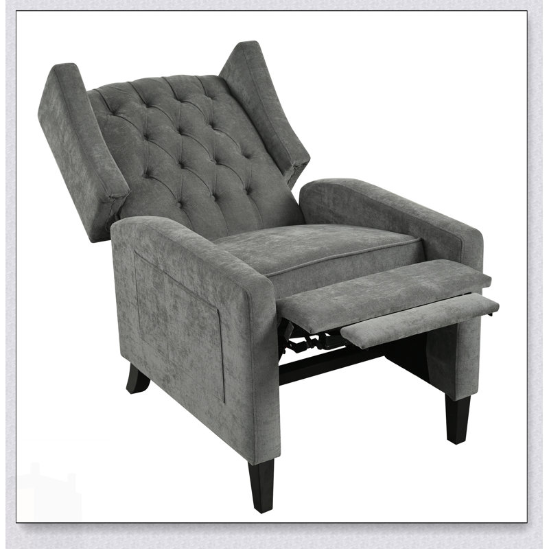 Fauteuil inclinable manuel réglable à oreilles avec table d'appoint pliable, ports de charge USB, inclinable à pression moderne et confortable pour le salon et la chambre à coucher
