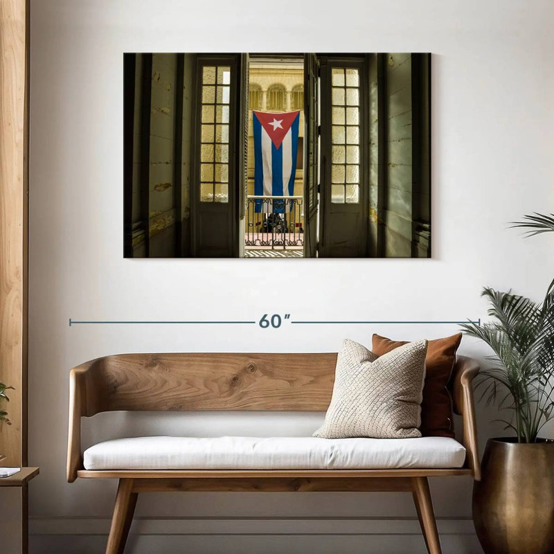 Drapeau Borges Cuba sur la fenêtre, H 30 po x l 45 po