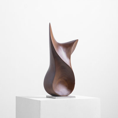 Brown+Silver Free Form Solid Wood+Stainless Steel Decorative Object