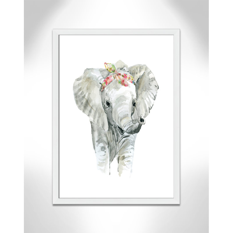 «Savannah Elephant», art encadré, H 34,5 po x l 24,5 po x P 0,63 po, Cadre blanc
