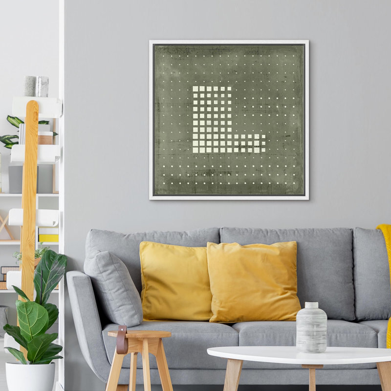 "Abstract Spots Grid", monochrome, pointillé, illustrations modernes, impression sur toile, Blanc, H 24 po x l 24 po