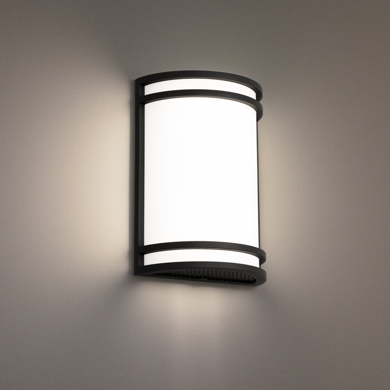 East Grove Home Builder Essentials Heritage Collection 10in LED Outdoor Wall Cylinder 5-CCT Selectable Color Temperature 18W 1,100 Lumens in Black Finish with Wateproof Clear UV Rated Acrylic