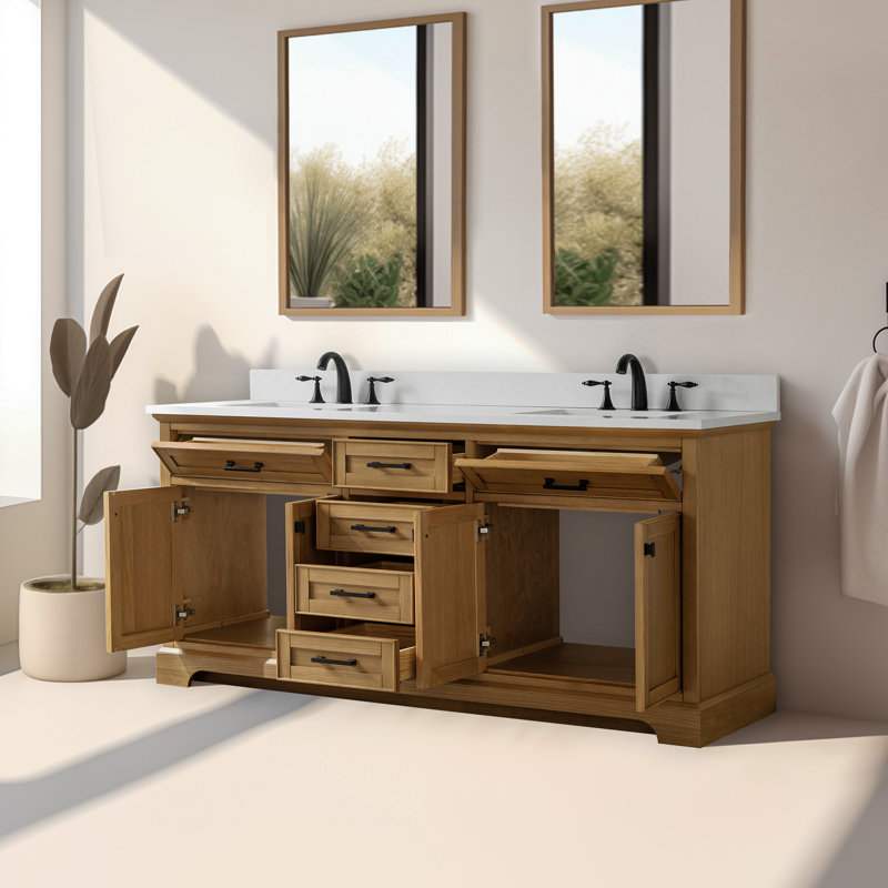 Ensemble de meuble-lavabo double 72 po Zoila, Chêne