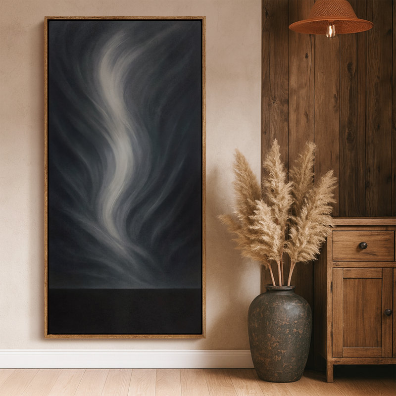 Très grand art mural rétro encadré pour art classique, Naturel, H 60 po x l 30 po