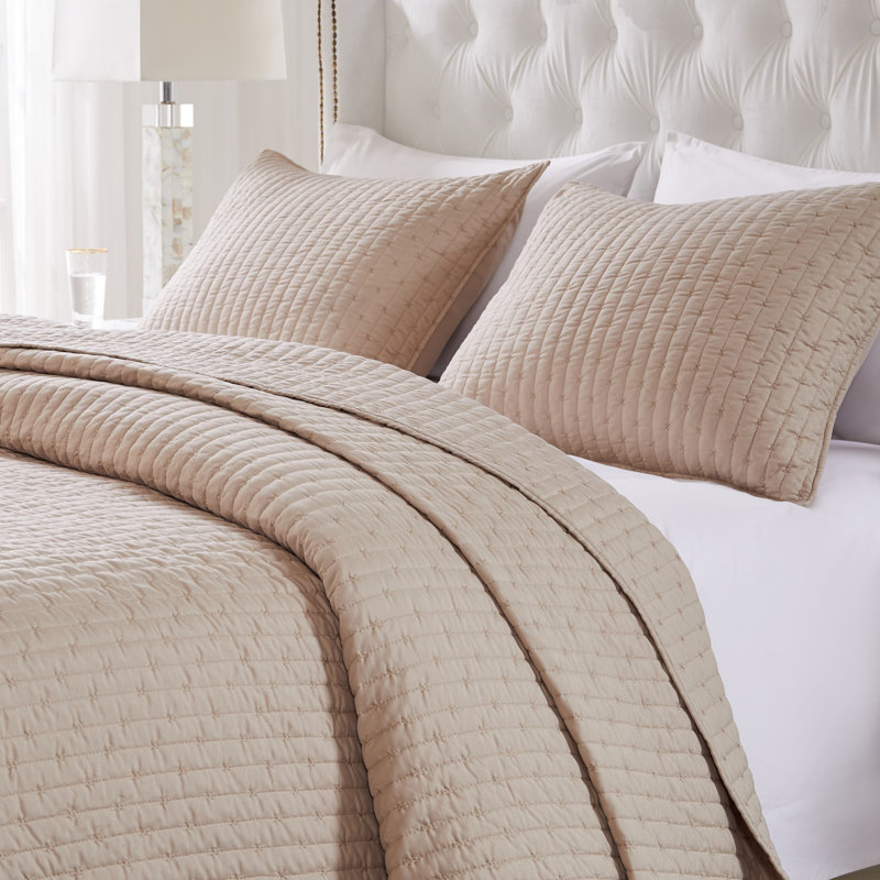 Greenland Home Fashions Monterrey Taupe 3-Piece Queen Size Quilt Set 90x90 + 20x26 (2), Queen Quilt + 2 Standard Shams