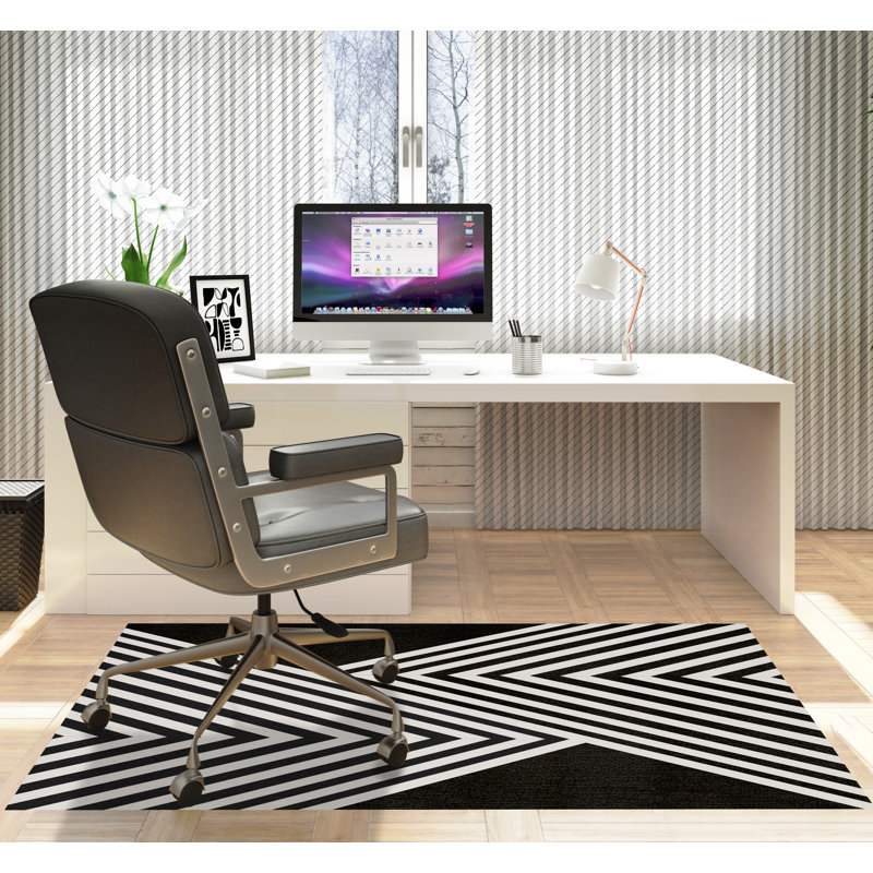 Tapis de chaise rectangulaire à poils courts Misa, L 36 po x L 60 po, Noir