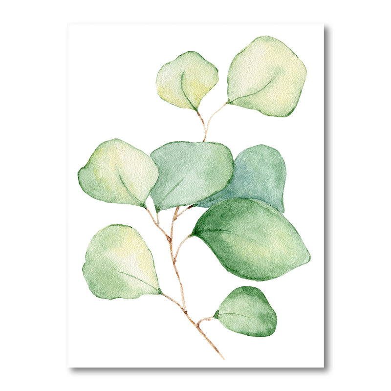 Délicates feuilles d'eucalyptus - Peinture sur toile, H 20 po x l 12 po, Toile tendue